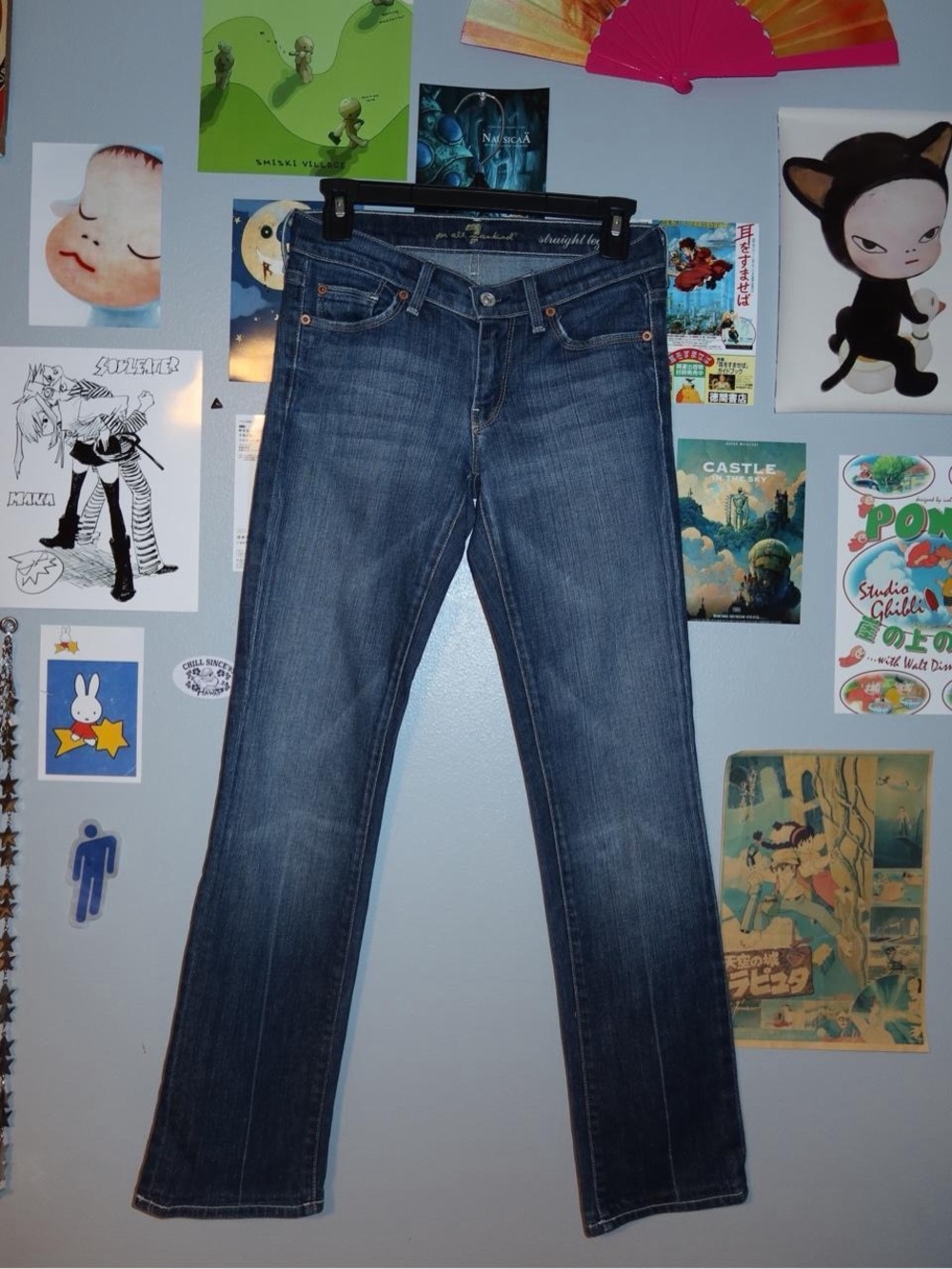 7 For All Mankind Straight-Leg Jeans - Dark Blue Wash